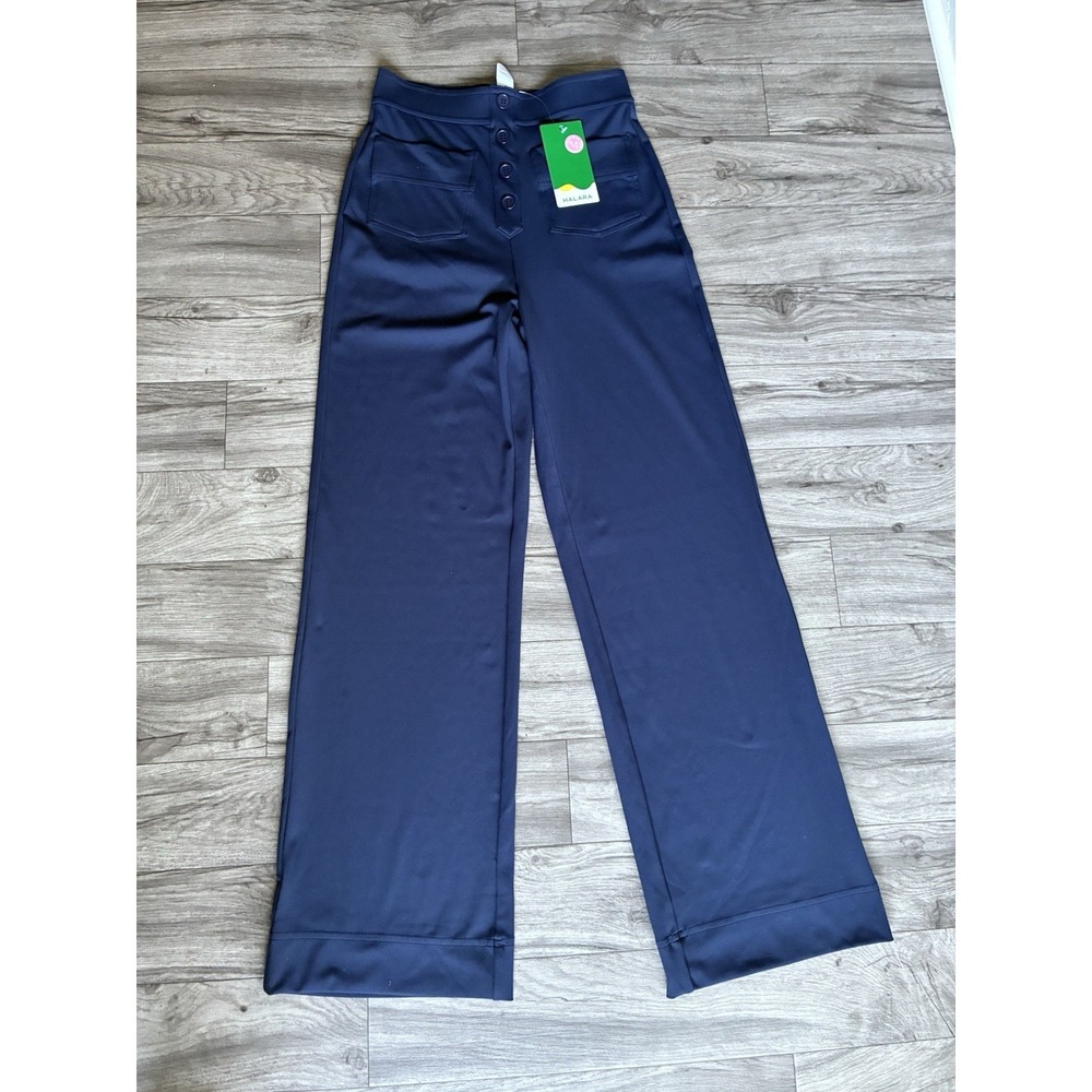 Halara XS Petite Wide Leg High Waist Navy Stretch Pants Button Front NWT - Picture 14 of 16